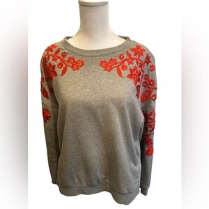 Boden grey sweatshirt with red/orange embroidery